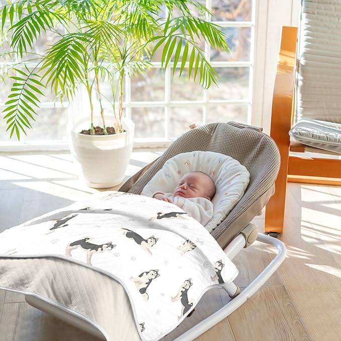 Ollabaky Malamute Dogs Baby Blanket for Boys Girls Cotton Throw Blanket Swaddle Blanket for Crib Stroller Nursery Receiving Blanket Infant Toddler Unisex 30"x40"