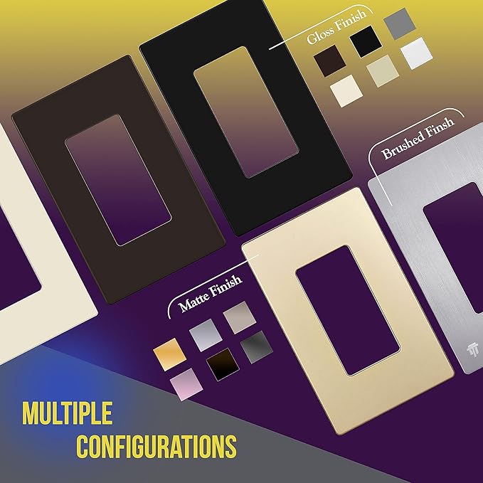 ENERLITES Screwless Decorator Wall Plates Child Safe Outlet Covers, Gloss Finish, Midway Size 2-Gang 4.88" H x 4.92??L, Unbreakable Polycarbonate Thermoplastic, SI8832M-BR-10PCS, Brown,10 Pack