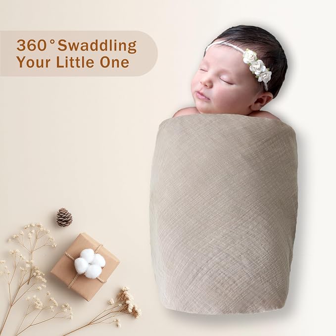 3-Pack Muslin Swaddle Blankets 47x47-100% Cotton Breathable Receiving Blankets for Newborn Baby, Soft Swaddling Wraps, Warm Terrazzo Trio