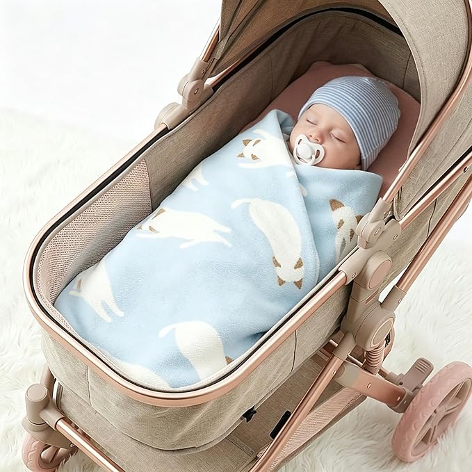Receiving Baby Blanket,100% Luxury Cotton Knit Baby Blanket,Lightweight Cozy Neutral Swaddling Blanket for Newborns,Boys & Girls,Infant and Toddler