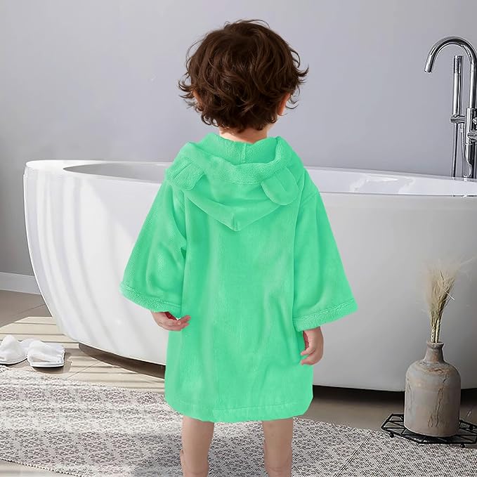 VOOVA & MOVAS Toddler Bath Towel with Bear Ear Hood, 0-24Months | 100% Cotton, Ultra-Soft & Absorbent | Gentle for Sensitive Skin, Bath, Pool & Beach Towel | Newborn, Mint Green
