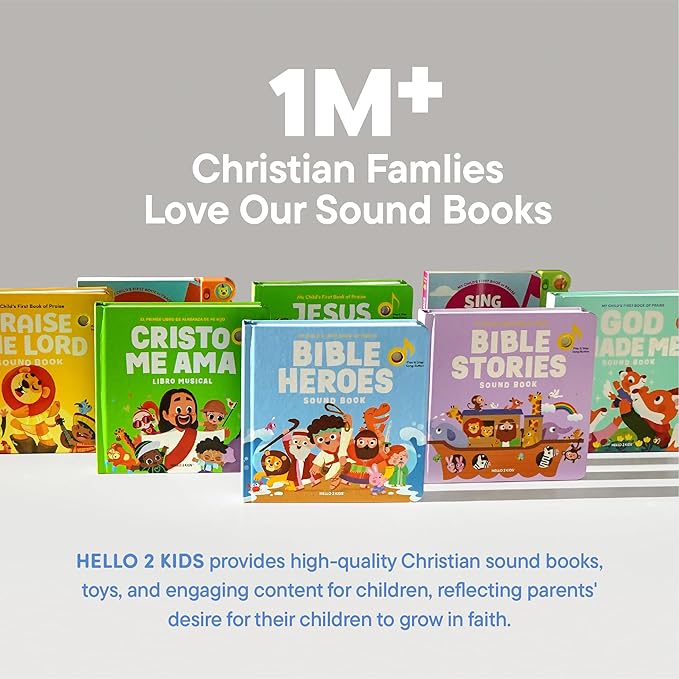 Bible Heroes Christian Sound Books for Kids - 6 Bible Songs for Toddlers ??Christian Gifts for Kids - Baby Bible for Baptism, Christening, Dedication Gifts, Sunday School, Preschool Homeschool