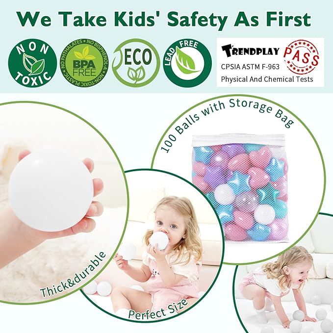 TRENDPLAY Ball Pit Balls Star and Heart Shapes for Toddlers - 50 100 200 500 Count Plastic Balls for Ball Pit Fun and Play