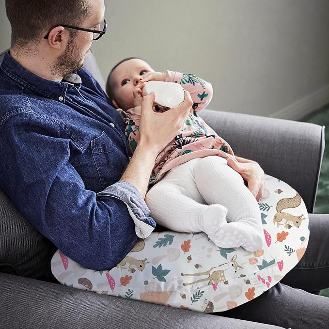 Little Grape Land Nursing Pillow for Breastfeeding, Ergonomic Feeding Pillow with Removable Cover, Baby Feeding Pillow with Hidden Zipper Guard and Supportive Breathable Filling, Forest, Original