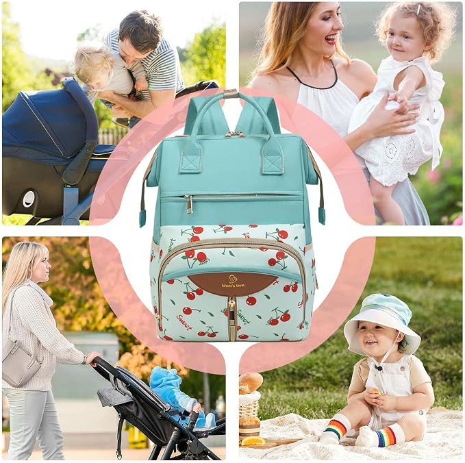 Diaper Bag Backpack, with Waterproof Design, 38x26x18cm, Maternity Nappy Tote, Multi-Pocket Daycare Bag, Spacious & Organized, for Daycare, Travel, Walks, Picnics