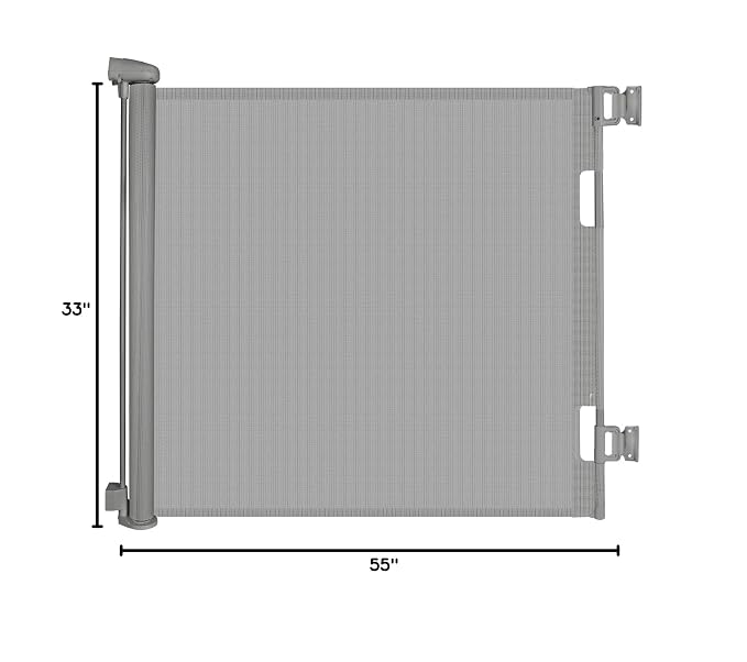 Retractable Baby Gate, Upgraded One-Way Lock Mesh Dog Gate Tall 34”, Extends up to 71” Extra Wide Pet Gate and Safety Child Gate for Stairs, Doorways, Hallways, Banisters, Indoors, Outdoors