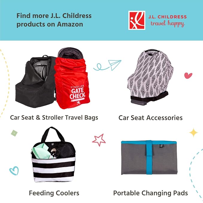 J.L. Childress Cargo 'N Drinks Parent Tray - Universal Stroller Organizer - Stroller Accessory with Insulated Cup Holders and Cell Phone Pocket - for Umbrella Strollers, Doona, Graco and More - Black