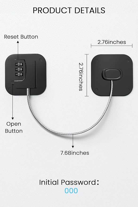 2 Pack Refrigerator Lock, Upgraded Child Safety Fridge Lock for Refrigerator, Cabinets and Drawers, Easy Install No Keys Needed