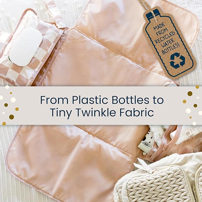 Tiny Twinkle Portable Diaper Changing Pad | Waterproof, Wipeable & Compact Baby Changing Pad for Travel | Smart Wipes Pocket & Organized Storage| Newborn Shower Gift (Varsity Flags)