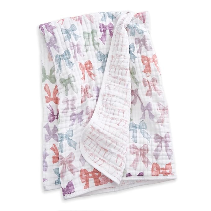 aden + anais 100% Organic Cotton Muslin Dream Blanket, Perfect for Babies, Infants and Toddlers, Crib Blanket, Nursery Essential, Bow Atelier