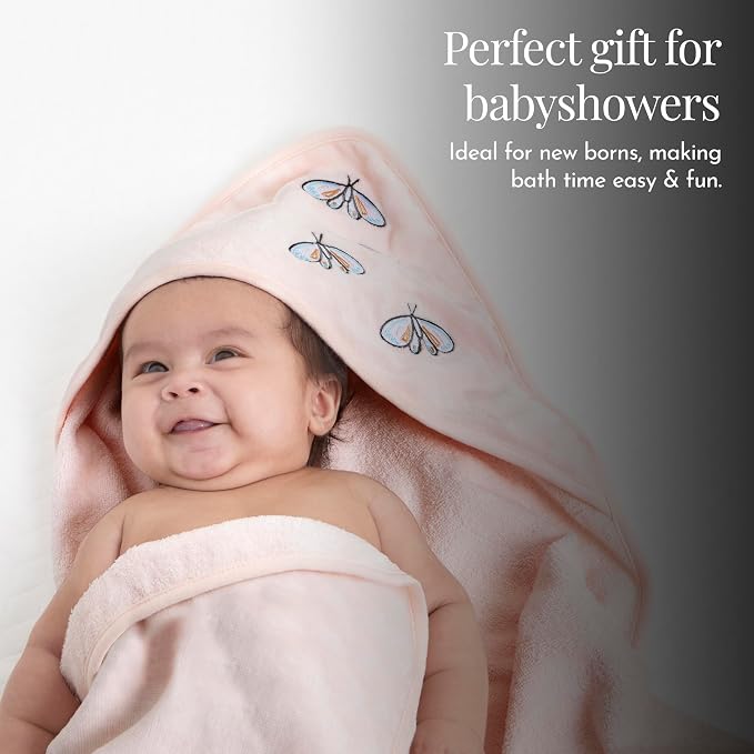 Evolur Secret Garden 6 pc Baby Gift Set, Includes Hooded Towel & 5pc Wash Cloths, Soft and 100% Cotton Woven, for Newborn, Infants and Toddlers 0-9 Months