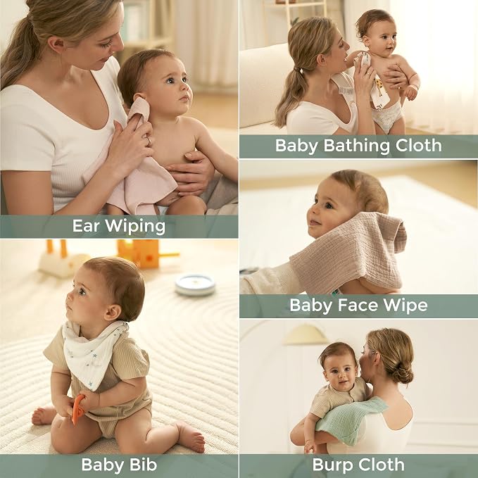Momcozy Innovative Safety Fence Nursing Pillow & Soft & Absorbent Baby Washcloths