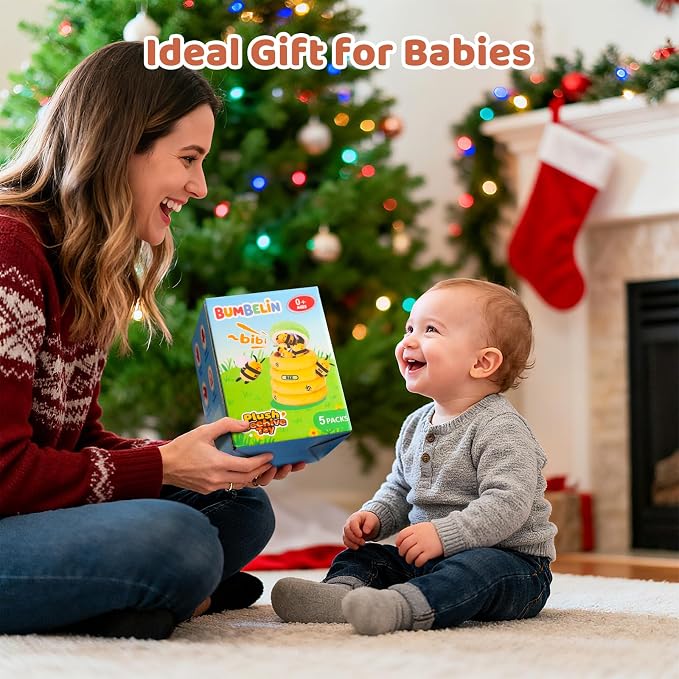 Baby Toys 6-12 Months – Beehive Infant Toy with 5 Sensory Bees, Rattle, Music, Mirror Montessori Toys for 6 7 8 9 10 11 12 Month Old Baby, Boys Girls Birthday