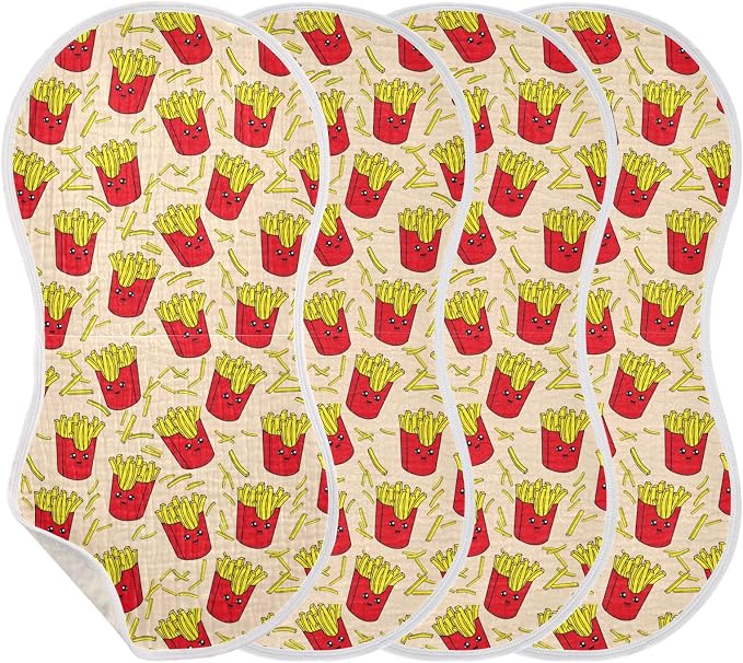 vvfelixl Colorful French Fries Burp Cloths for Baby Boy Girls Baby Washcloths Burp Rags 1 Pack