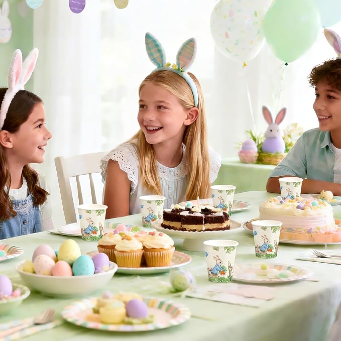WRAPAHOLIC 3oz Easter Paper Cups - 100 Pack Disposable Bathroom Cups with Garden Hop Rabbit Design, Small Mouthwash Cup for Toothbrush Rinse, Bathroom, Easter, Baby Shower and Party