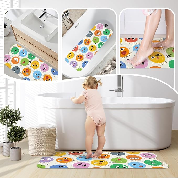 SHUCHING Baby Bath Mat for Tub Non Slip-40 X 16Inch, Kids Bathtub Mat Anti Slip, Toddler Long Shower Mat for Bathroom Mold Free, Machine Washable