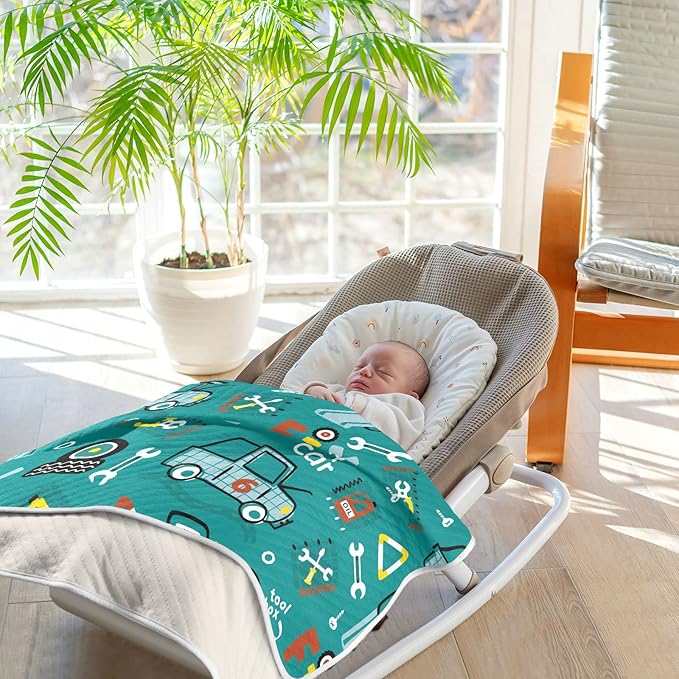 Ollabaky Car Mechanic Equipment Tools Baby Blanket for Boys Girls Cotton Throw Blanket Swaddle Blanket for Nursery Crib Stroller Receiving Blanket Infant Toddler Unisex 30"x40"