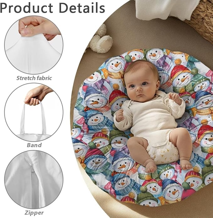 Colorful Snowman Boy Girl Gender Neutral Nursing Pillow Cover Baby Breastfeeding Slipcover Infant Newborn Nursery Bottle Pillowcase Feeding Cushion Cover (Pillow NOT Included)