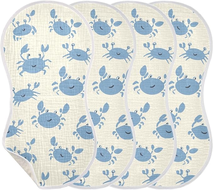 vvfelixl Happy Crabs Burp Cloths for Baby Boy Girls Baby Washcloths Burp Rags 1 Pack