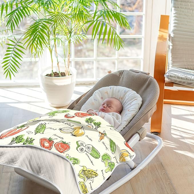 Ollabaky Vegetables Food Baby Blanket for Boys Girls Cotton Throw Blanket Swaddle Blanket for Crib Stroller Nursery Receiving Blanket Infant Toddler Unisex 30"x40"