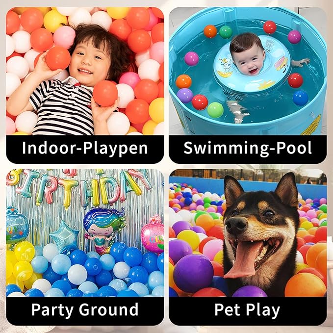Ball Pit Balls for Toddlers 1-3, 500pcs Crush Proof Plastic Balls for Girls Ball Pit, BPA Free Non-Toxic Play Balls for Baby Pool, Playhouse, Tent, for Dogs & Pets, 3 Shapes, Blue Purple Pink