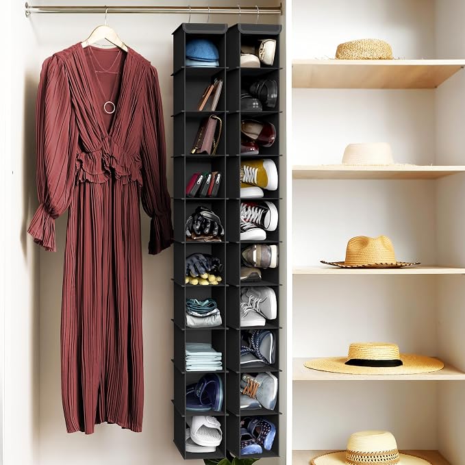 Simple Houseware 2 Pack 10 Shelves Hanging Organizer, Black