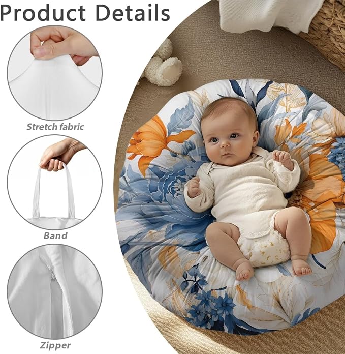 Elegant Floral Pillow Covers for Breastfeeding Pillow Soft and Stretchy Breastfeeding Pillow Covers for Breastfeeding Mom,Cozy Nursing Slipcover for Boys and Girls Pillowcase