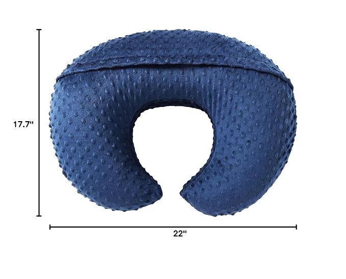 Nursing Pillow Cover Breastfeeding Pillow Cases Minky Dot Slipcover (Estate Blue)