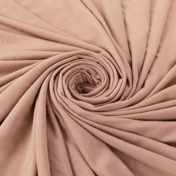 Large Jersey Knitted Swaddle Blanket for Baby, Soft Stretchy Receiving Blanket for Newborns with Hat, Baby Nursery Swaddle 47 x 47 inches(Muted Fawn)
