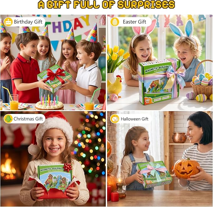 300PCS Magnetic Blocks, Magnetic Building Blocks, 0.78in Magnetic Building, STEM Game Stacking Toys for Kids, Birthday Gifts for Boys and Girls Age 3+ Years Old