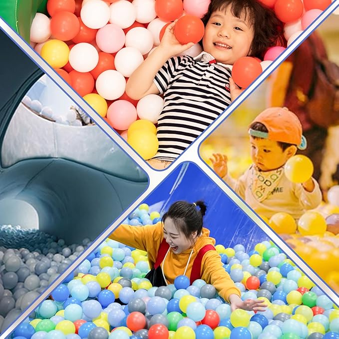 Ball Pit Balls for Toddlers 1-3, 100pcs Crush Proof Plastic Balls for Girls Ball Pit, BPA Free Non-Toxic Play Balls for Baby Pool, Playhouse, Tent, Also for Dogs & Pets, White Blue and Green
