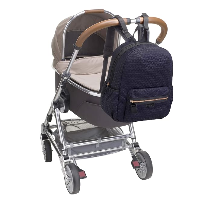 Luna Ultra Lite Navy Scuba Diaper Travel Backpack by Babymel | Large Capacity, Water Resistant, Modern Style, Multi-Functional and Durable Baby Bag with Changing Pad and Integrated Stroller Straps