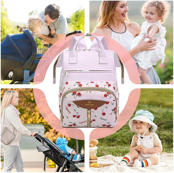 Diaper Bag Backpack, with Waterproof Design, 38x26x18cm, Maternity Nappy Tote, Multi-Pocket Daycare Bag, Spacious & Organized, for Daycare, Travel, Walks, Picnics