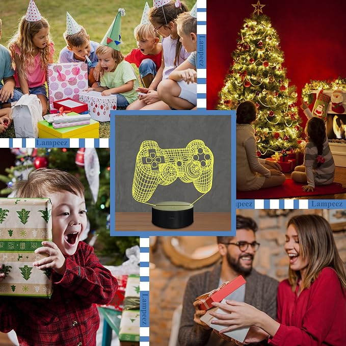 Lampeez 3D Gamepad Lamp Game Console Night Light 3D Illusion lamp for Kids, 16 Colors Changing with Remote, Gaming Room Gamer Gift, Kids Bedroom Decor as Xmas Holiday Birthday Gifts for Boys Girls