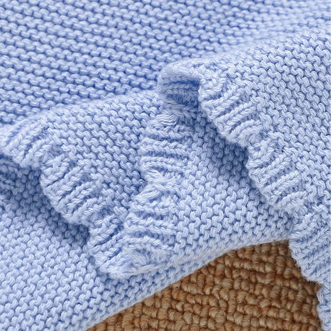 Neiwech Sheep Snuggle Loveys for Babies Cotton Baby Security Blanket for Newborn Infant Boys Girls Blue