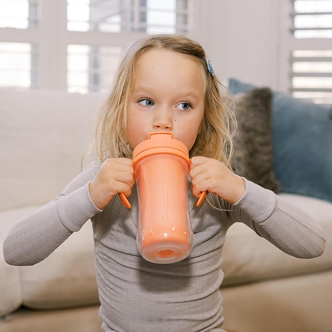 Dr. Brown's Milestones Insulated Sippy Cup with Straw and Handles, Spill-Proof Tumbler with Lid, 4-Pack, Pink/Orange/Green/Purple, 10 oz/300 mL, BPA Free, 12m+