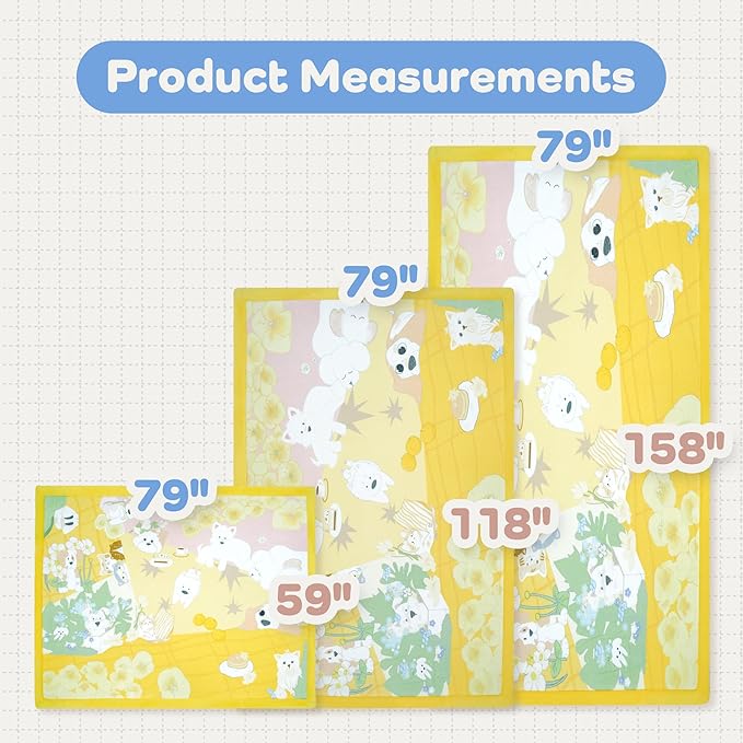 1.5" Thick Educational Extra Large Baby Floor Play Mat 79x158, Flannel Padded Memory Foam Kids Mat, Non-Slip Plush Playmat for Nursery Playroom Classroom ((Dog)