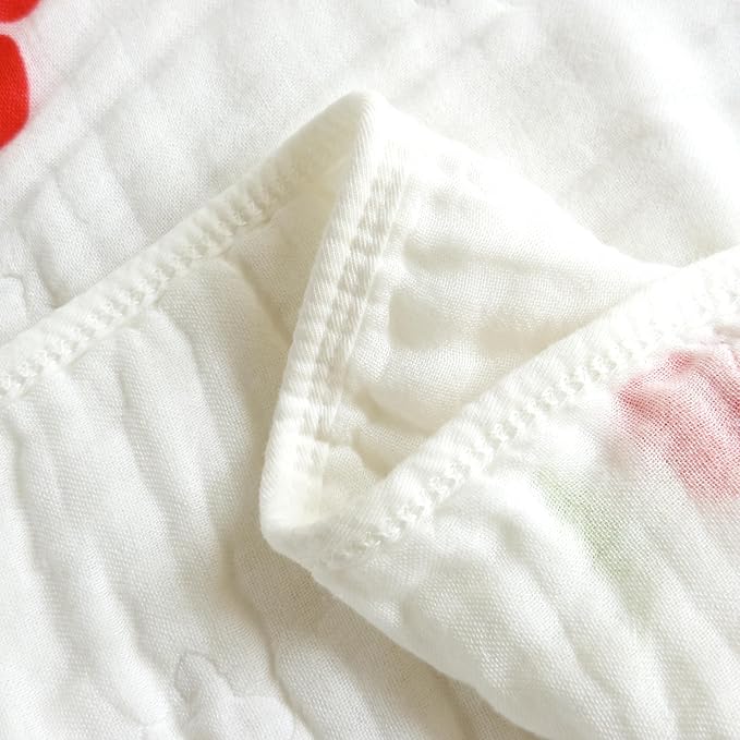 Ultra Soft 6-Layer 100% Cotton Muslin Baby Blanket 43"x43" Breathable Lightweight Swaddle Blankets for Boys and Girls Infant Toddlers Babies Newborn Birthday Gifts Cherry