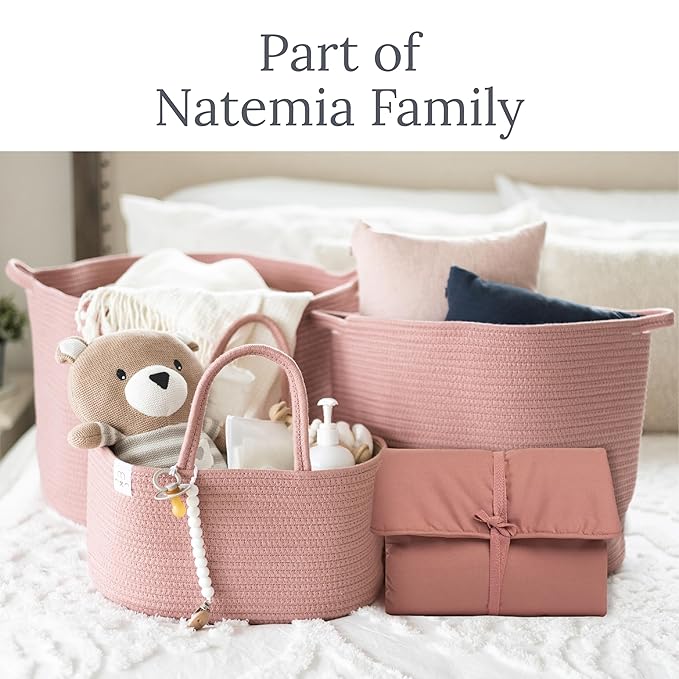 Natemia Portable Diaper Changing Pad - Rollable, Portable Changing Pad for Diaper Bag & Travel - Oeko-TEX Cotton Exterior - Foldable Baby Changing Mat - Machine Washable - Baby Essentials (Lily Pad)