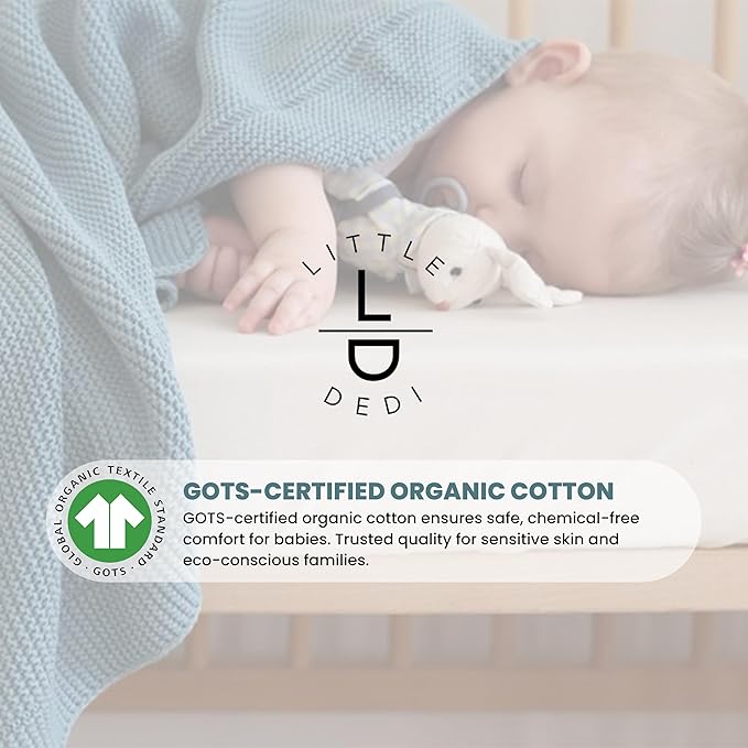 100% Organic Cotton Baby Knitted Blanket with Gift Box - Soft Toddler, Crib, Stroller Blanket - Neutral Swaddle and Receiving Blanket for Newborns, 30"x40", Smoke Blue