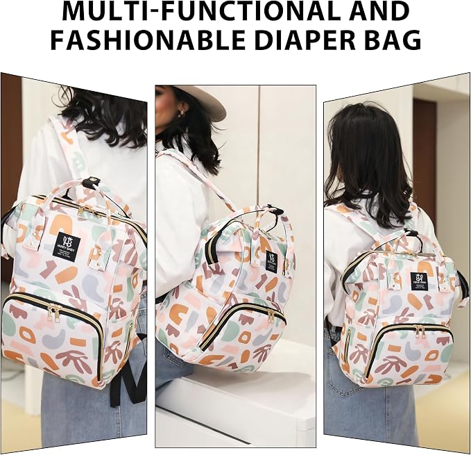 Diaper Bag Backpack for Moms Baby Essentials Travel Tote Nappy Changing Bag with Insulated Pockets,Multi-Waterproof Backpack (Orange)