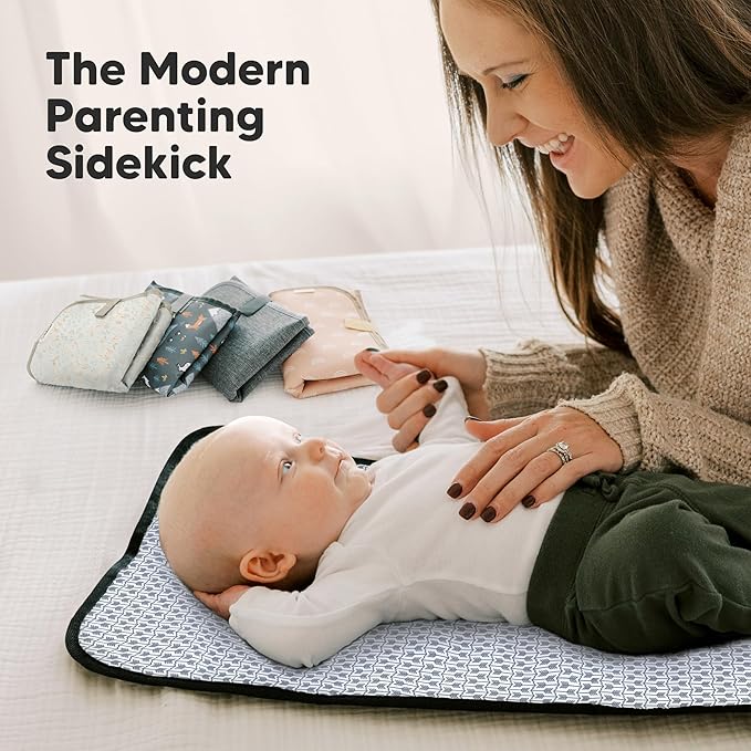 KeaBabies Portable Diaper Changing Pad, Easy Wipe Clean - Foldable Waterproof Baby Changing Mat for Diaper Bag, Compact, Lightweight, 25x13 Newborn, Infant, Baby Changer Travel Essential (Pets & Paws)
