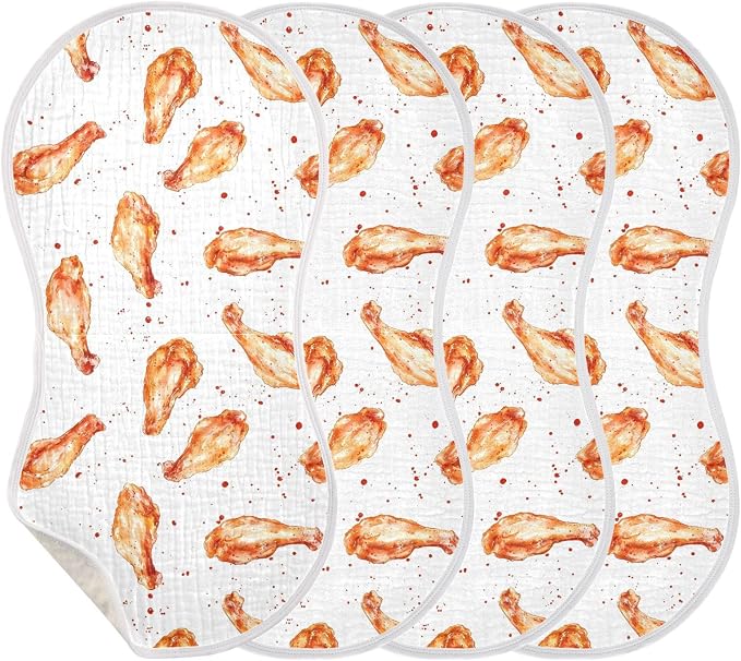 vvfelixl Muslin Burp Cloths Roast Chicken Wing Baby Washcloths for Baby Girl Boys 2 Pack