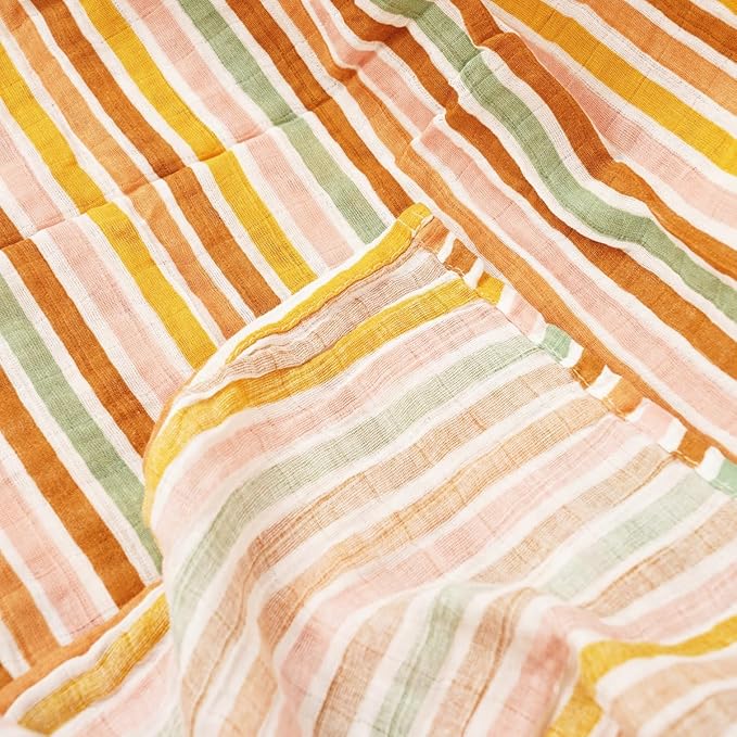 Muslin Swaddle Blankets for Baby Boys and Girls,3 Pack Breathable Soft Receiving Blanket,Large 43.3X 43.3 inches,Newborn Essentials Must Haves(Sun)