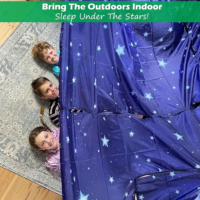 Molcey Blanket Fort Building Kit for Kids 4-8 8-12+ - Make a Portable Playhouse, Play Tent. Build a Fort Making Kit/Builder Blankets - Ultimate Indoor/Outdoor Play for Girls/Boys Toys Age 3-12