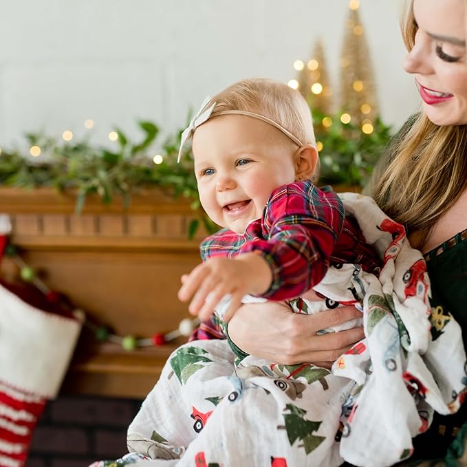 Little Unicorn Holiday Haul Cotton Muslin Swaddle Blanket | Single | 100% Cotton | Super Soft | Newborns and Infants | Large 47" x 47" | Machine Washable