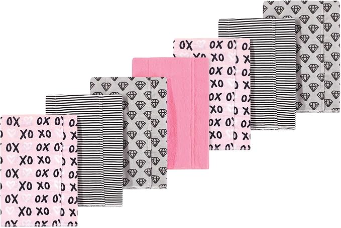 Luvable Friends Hudson Baby Flannel Burp Cloths 7pk, Sweetheart Kisses