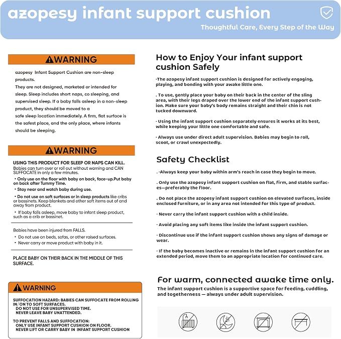 Infant Support Cushion - Baby Support Cushion for Newborn, 0-24 Months, Breathable Cotton Tummy Time Mat, Supervised Use, Portable Newborn Essentials for Home and Travel, ZumaBlue (Cover Included)
