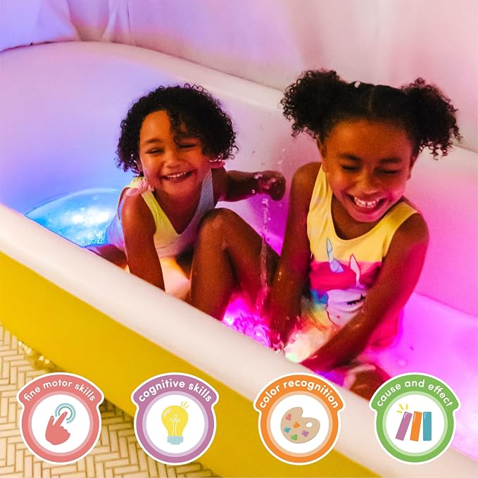 Glo Pals Water Activated Light-Up Sensory Bath Toy Sesame Street Cubes for Bathtime and Sensory Play, 12 Reusable Light-Up Cubes for Kids and Toddlers, Easy as ABC