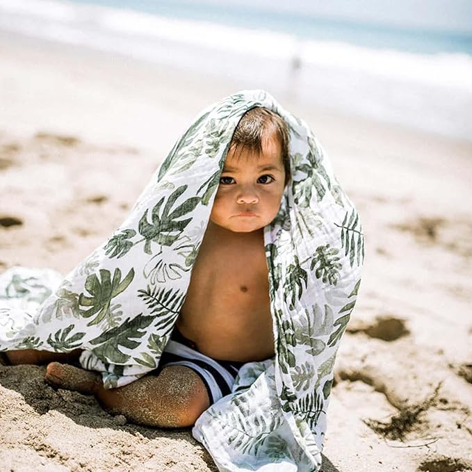 Little Unicorn Premium Cotton Swaddle Baby Blanket | Breathable Fabric | for swaddling, Play, Nursing & More (Tropical Leaf)